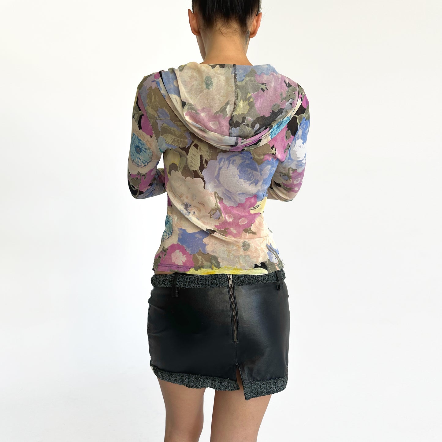 Low Rise Leather Micro Mini Skirt