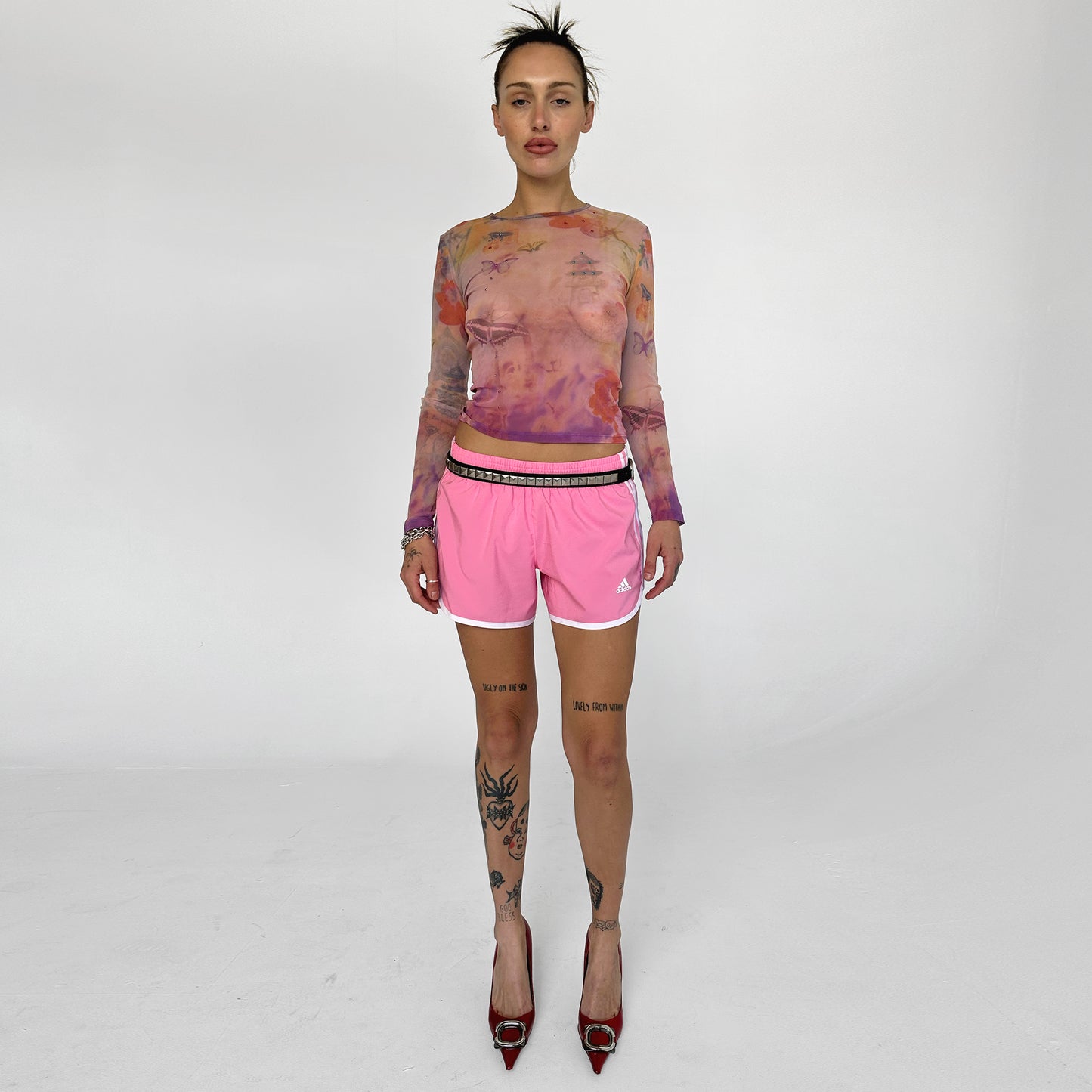 Baby Pink And White Adidas Shorts