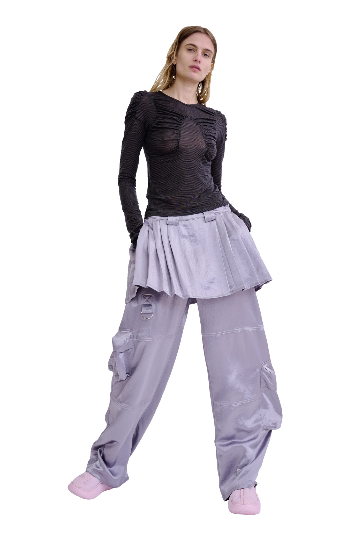 Grey Clover Skirt Cargo Pant
