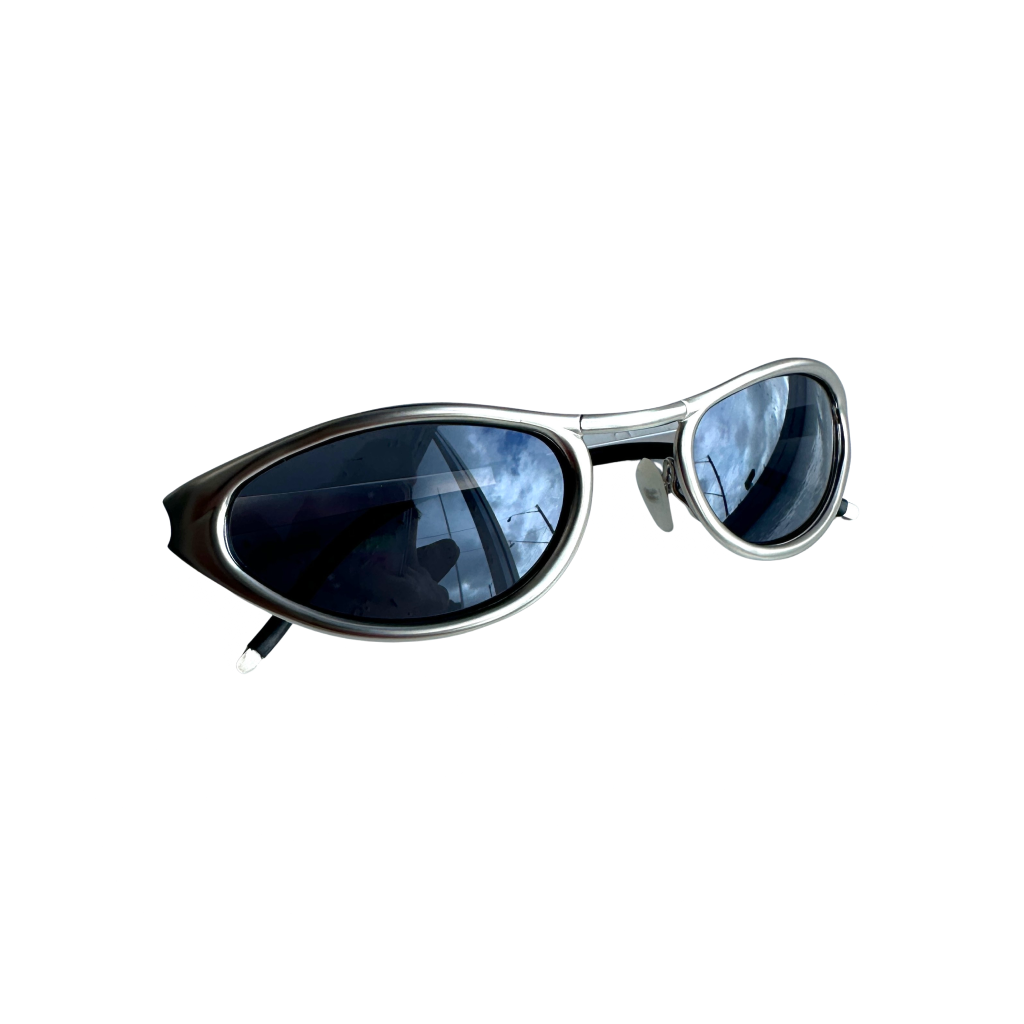 Small 90s Silver Chrome Frame Vintage Sunglasses