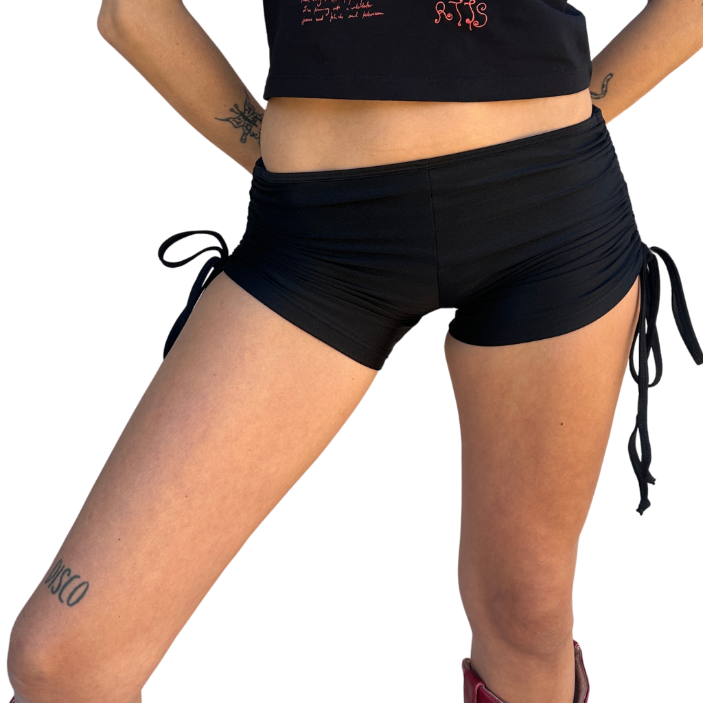 Ruched Booty Shorts - Black