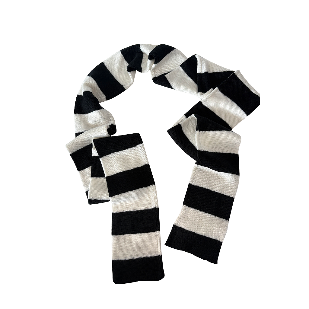 Black And White Slim Stripe Scarf