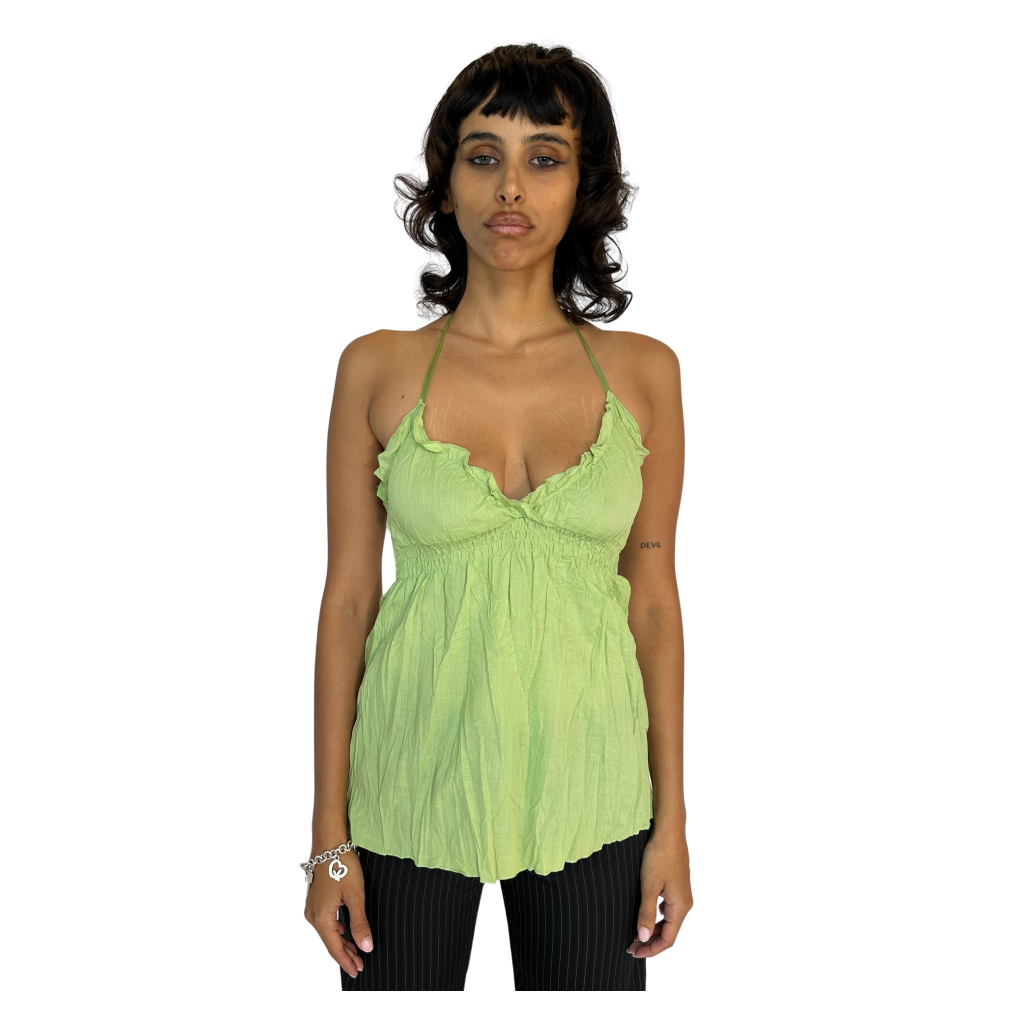 Pastel Green Crinkle Halter Top