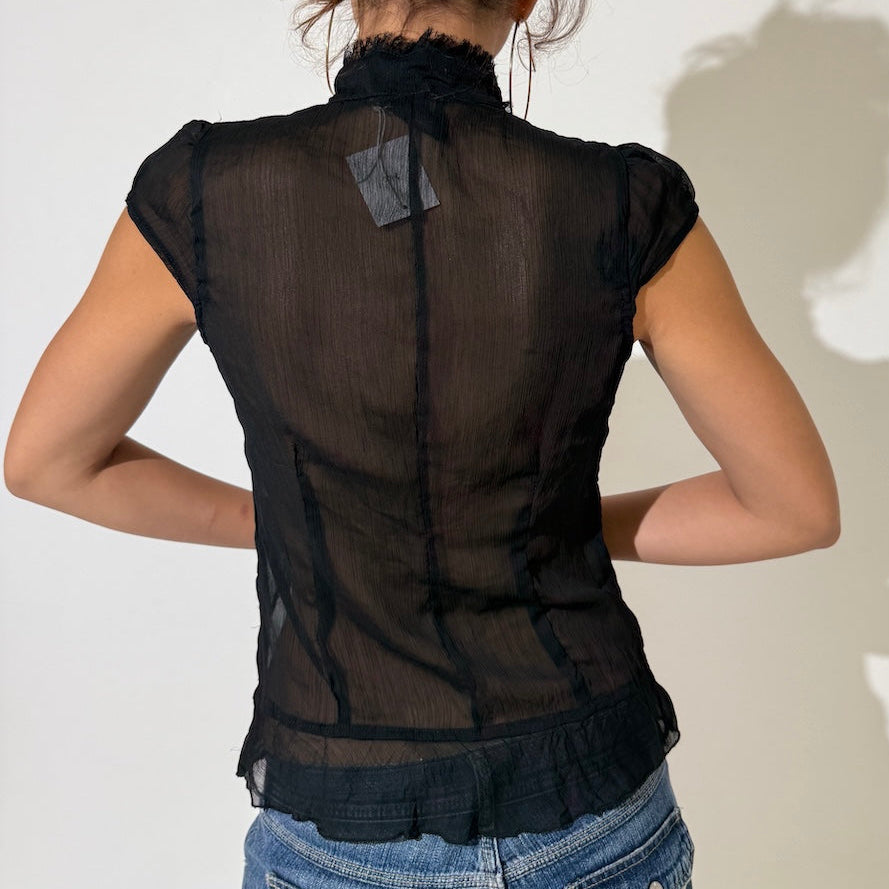 Guess Sheer Chiffon Ruffle Top