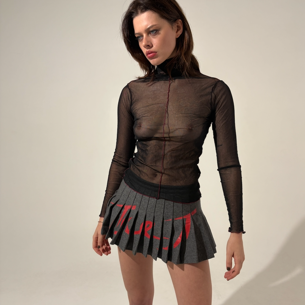 Cop Copine Mesh Contrast Long Sleeve top