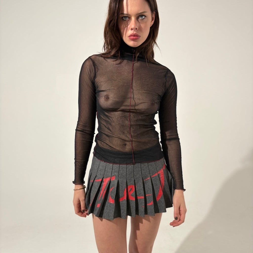 Cop Copine Mesh Contrast Long Sleeve top