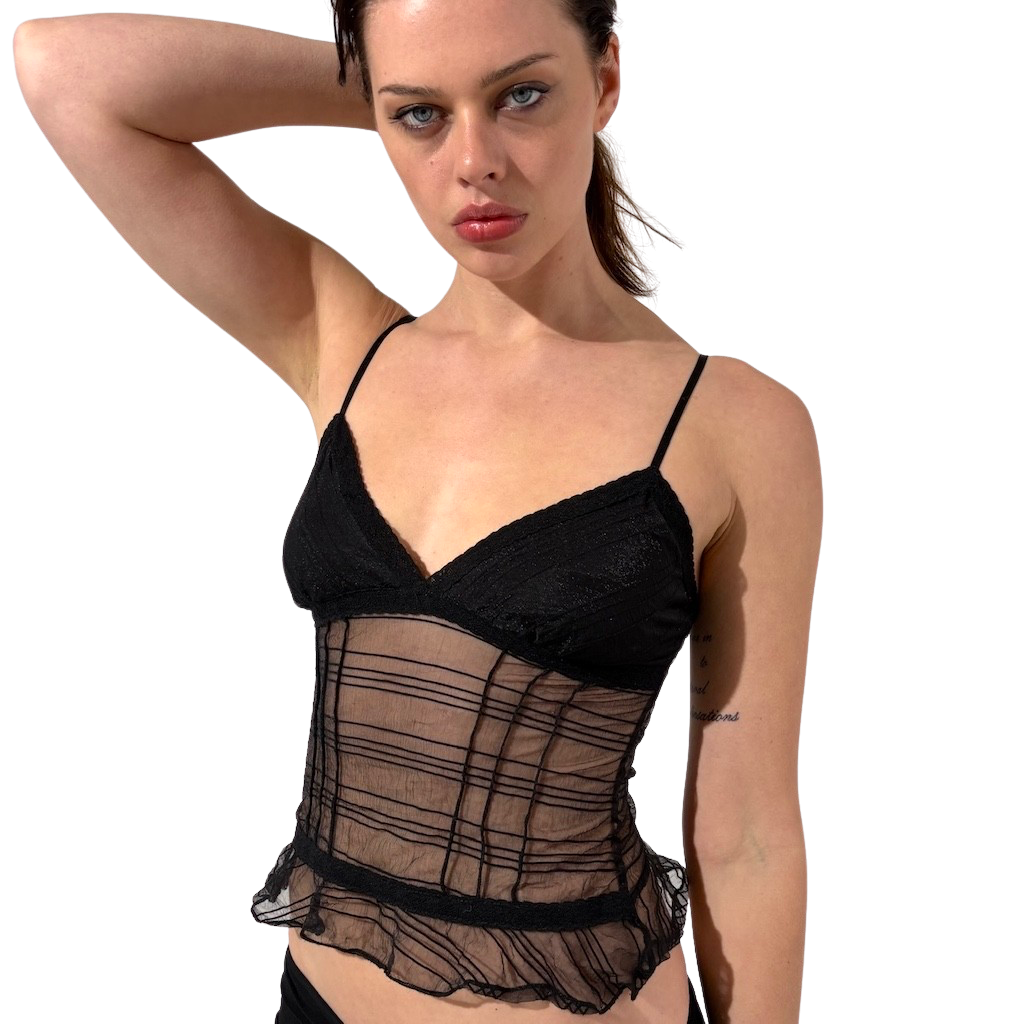 Stripe Mesh Delicate Cami