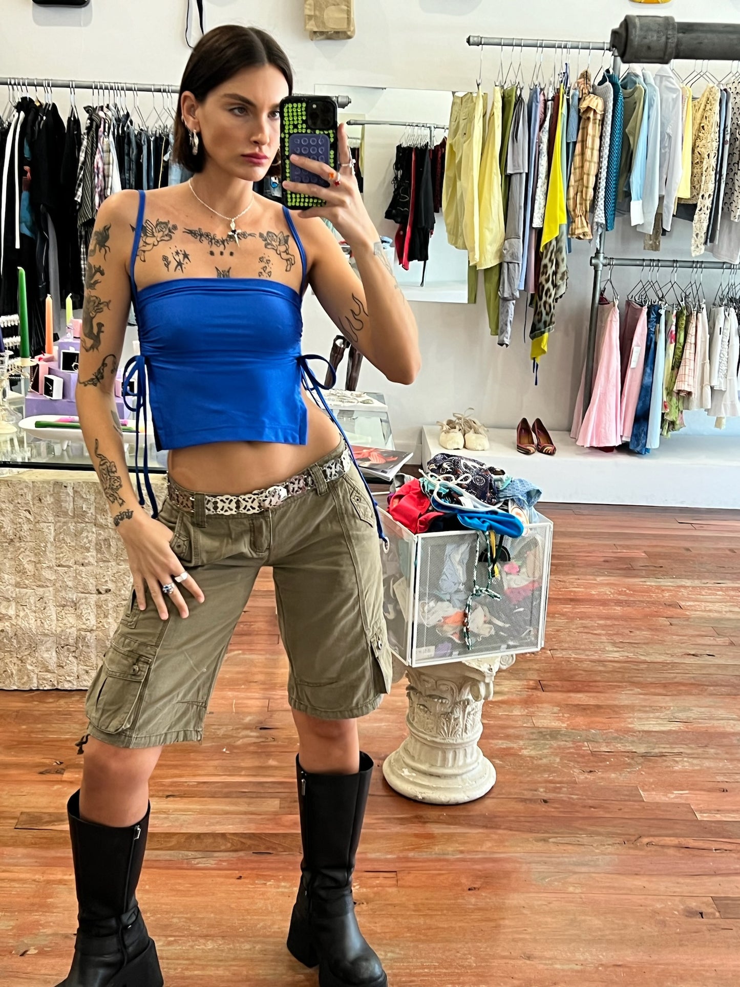 Ruched Crop Boobtube - Royal Blue