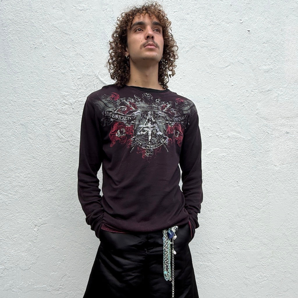 Waffle Cotton Gothic Grunge Top
