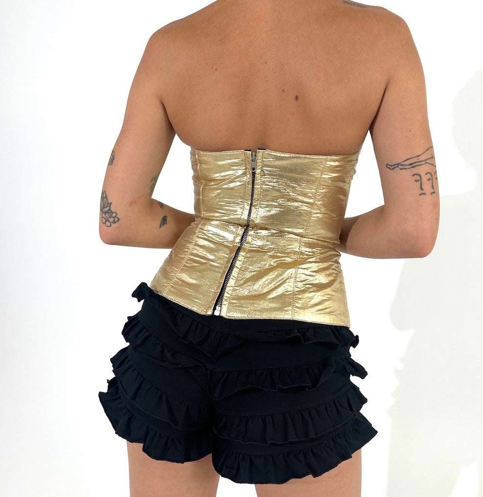 Show Girl Gold Lamé Metallic Corset