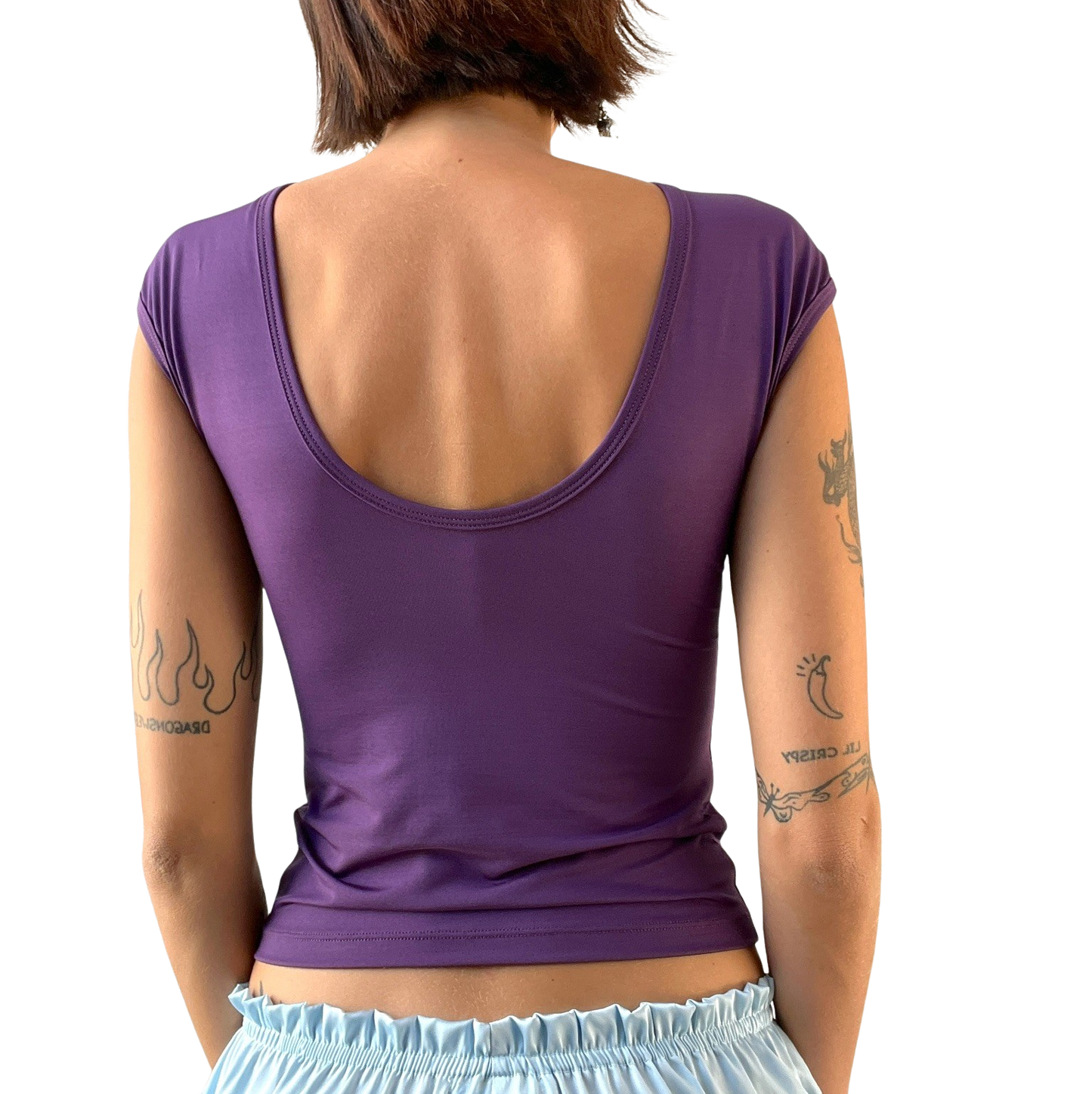 Scoop Neck Reversible Eggplant Tee