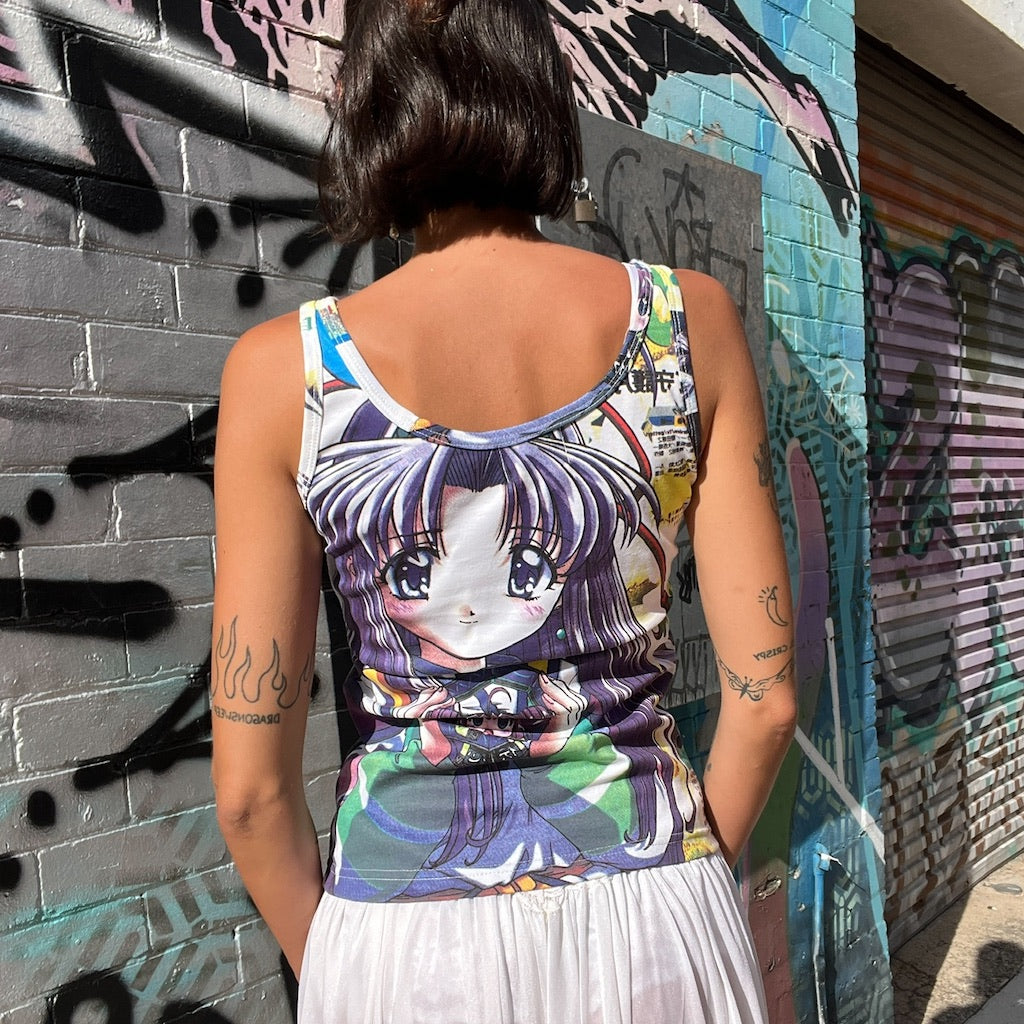 WORK By Eaksak 90s Anime blue Tank