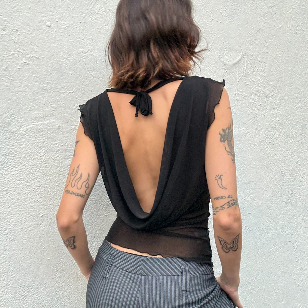Mercury Mesh Drape Top - Black