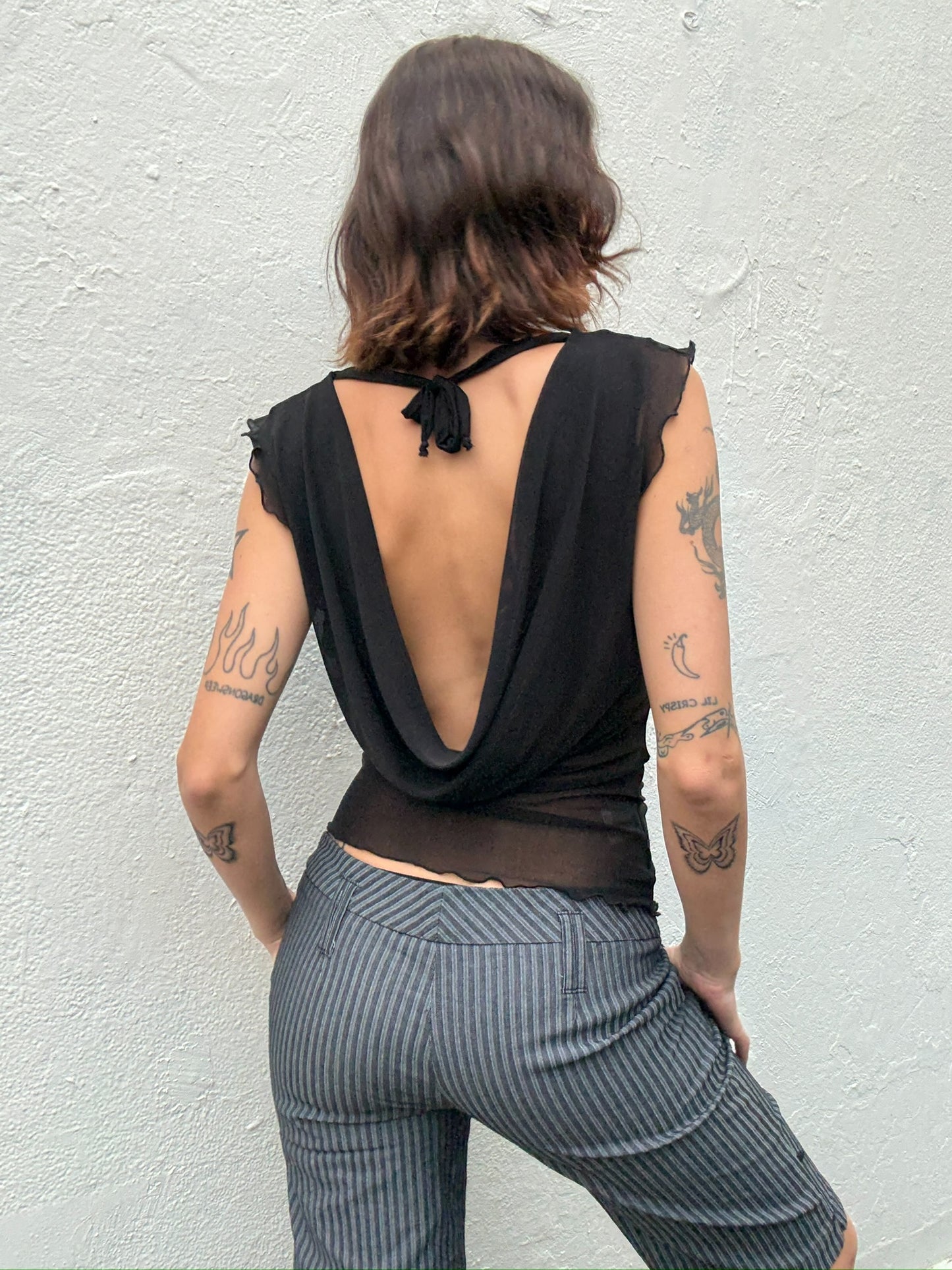 Mercury Mesh Drape Top - Black