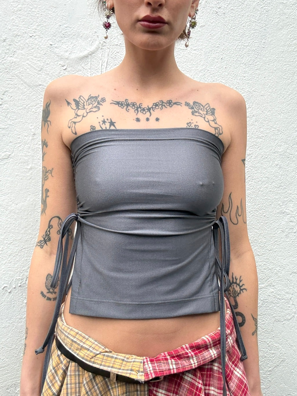 Ruched Crop Boobtube - Charcoal