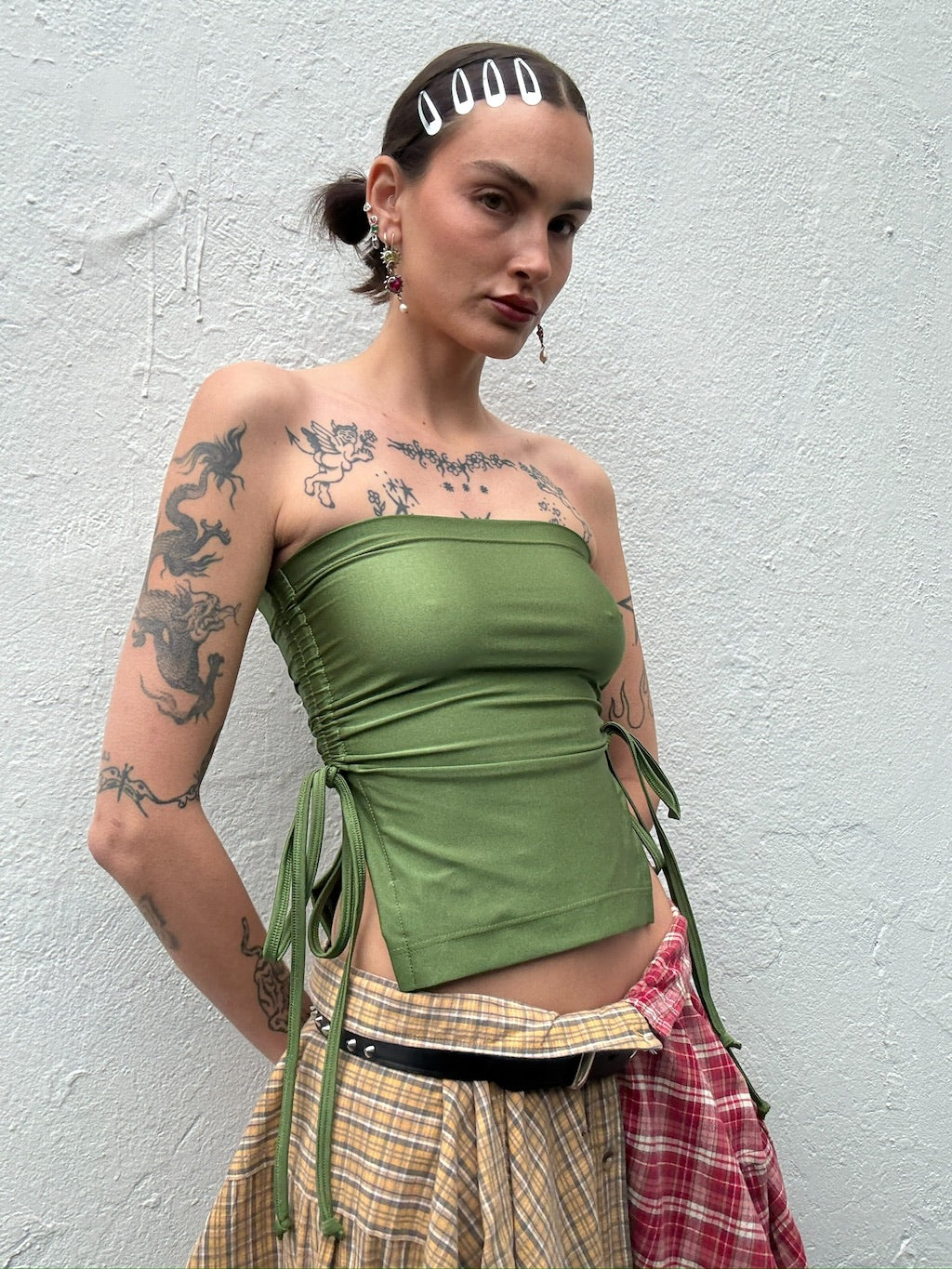 Ruched Crop Boobtube - Khaki