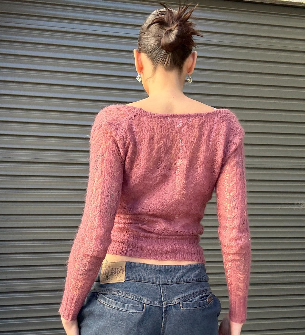 Dusty PInk Cross Over Knit Top