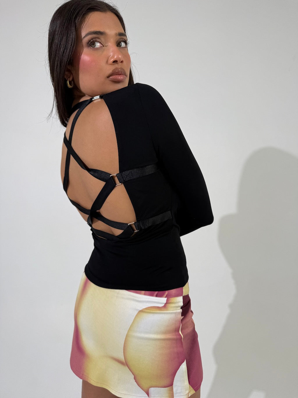 Lace Up Back Long Sleeve Top