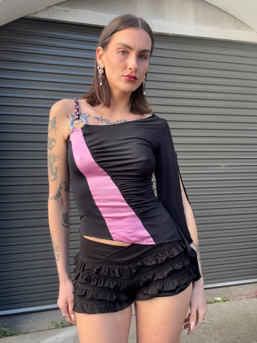 Bebe One Sleeve Party Top