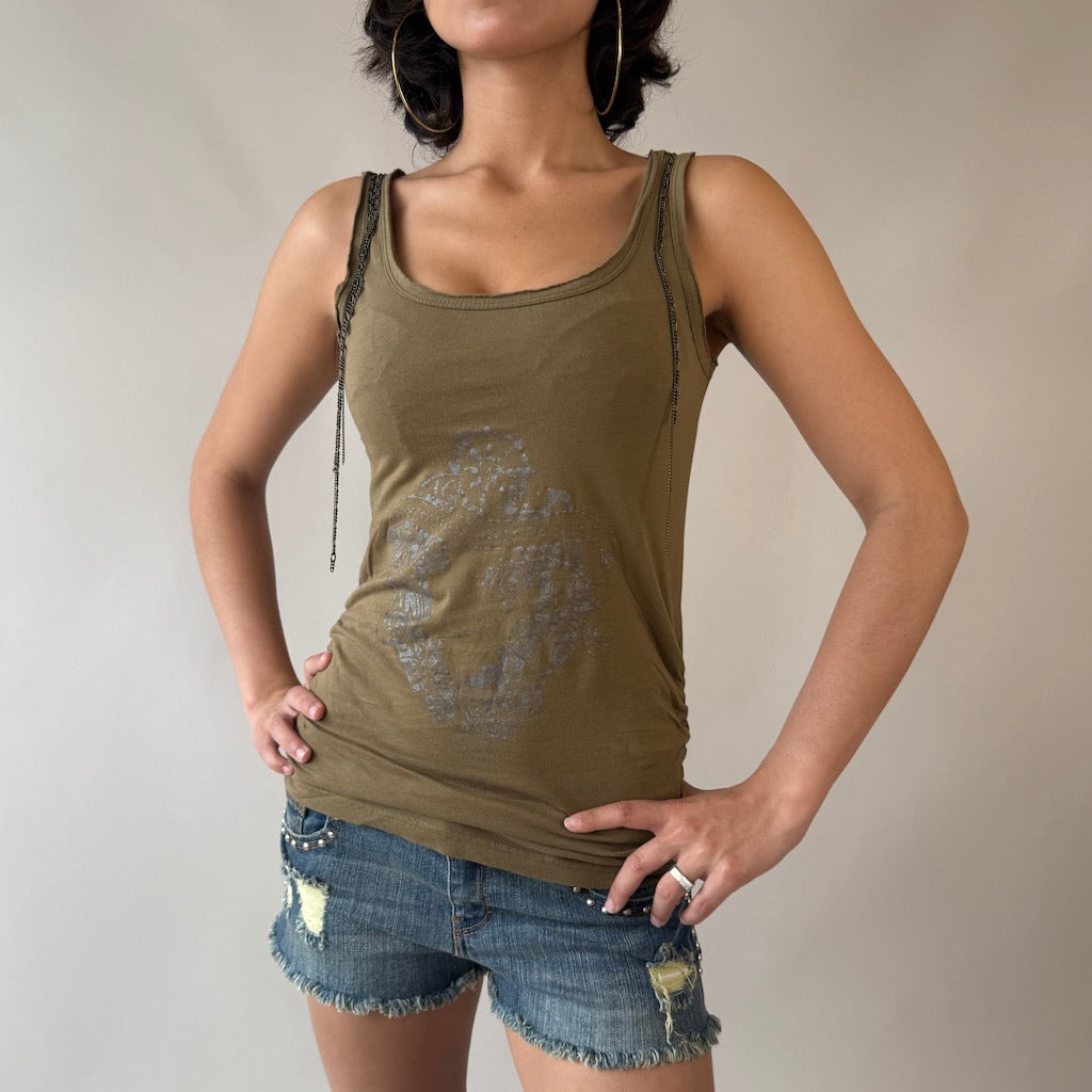 Studded Low Rise Denim Mini Shorts