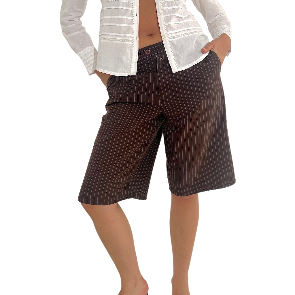 Skater Brown Pin Stripe Shorts