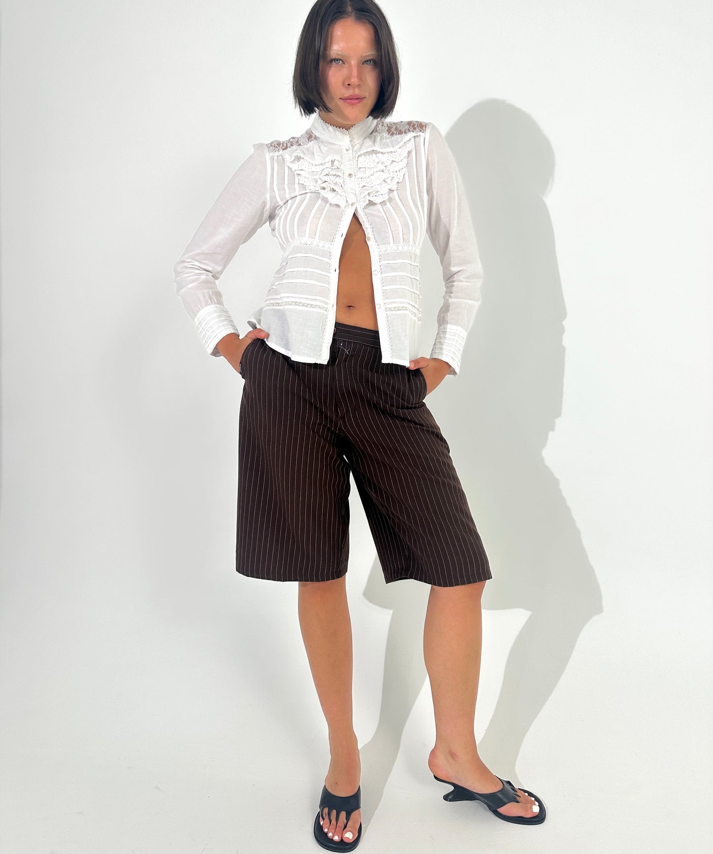 Skater Brown Pin Stripe Shorts