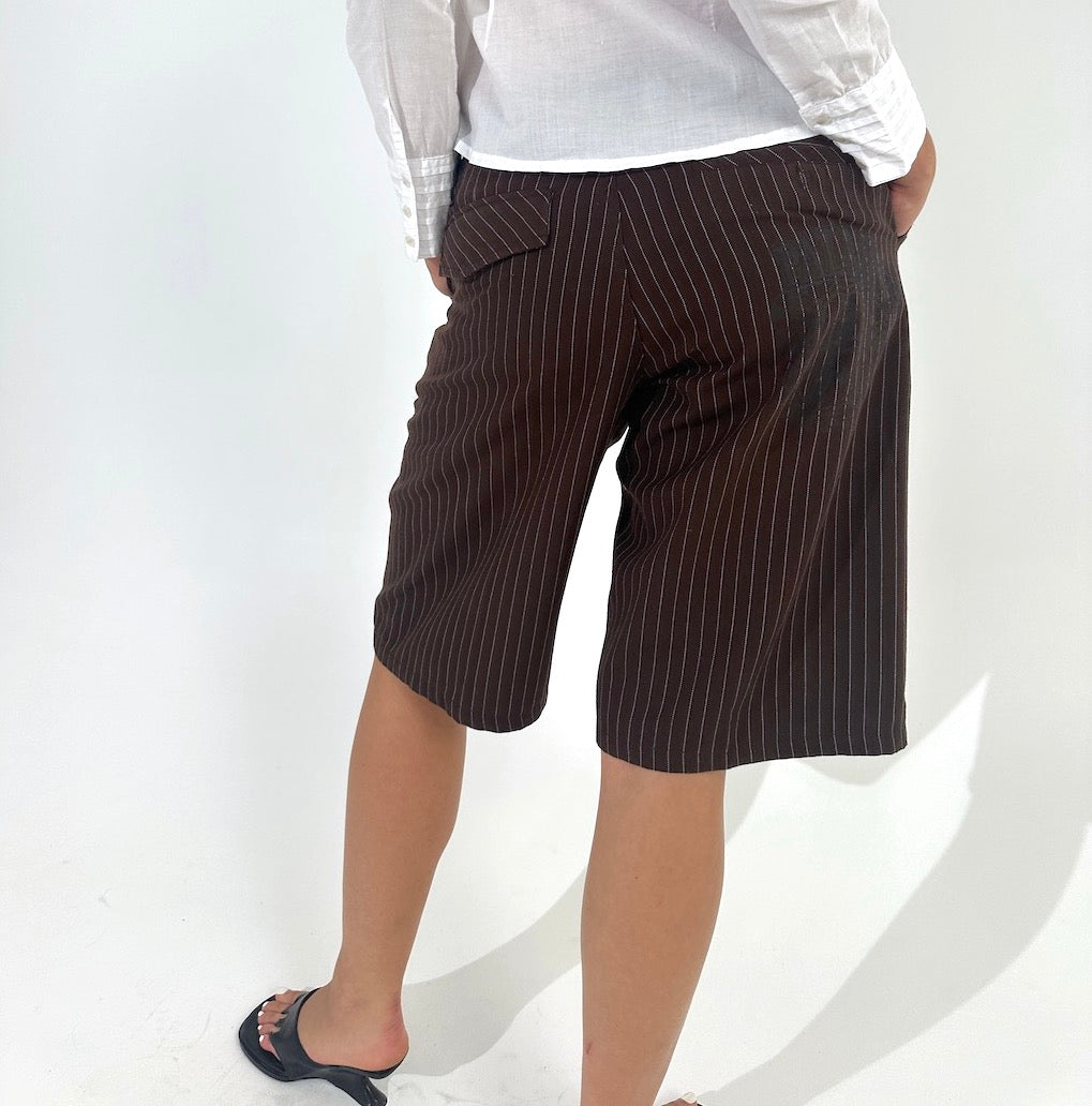 Skater Brown Pin Stripe Shorts