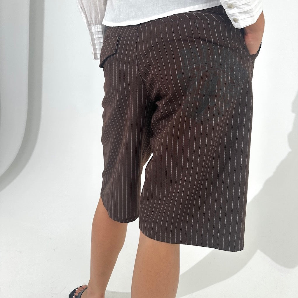 Skater Brown Pin Stripe Shorts