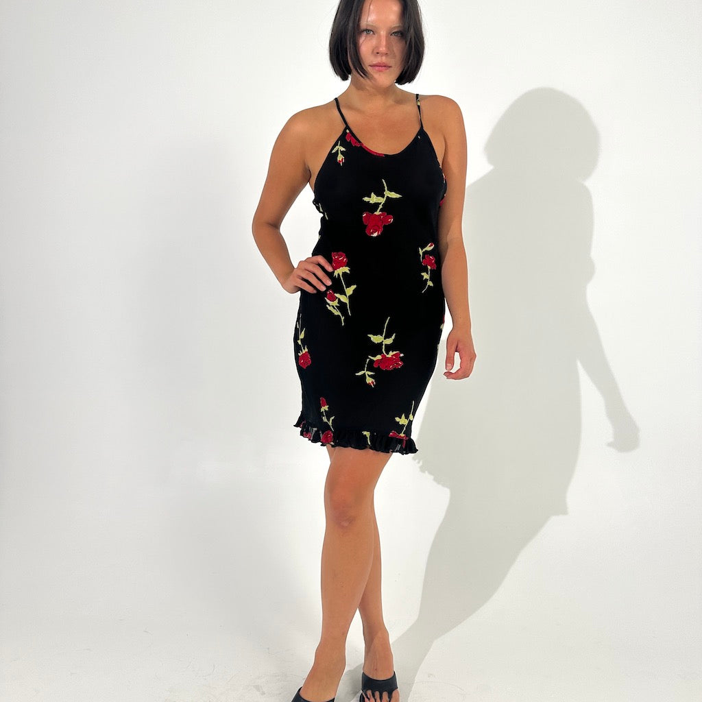 90s Roses Chiffon Dress