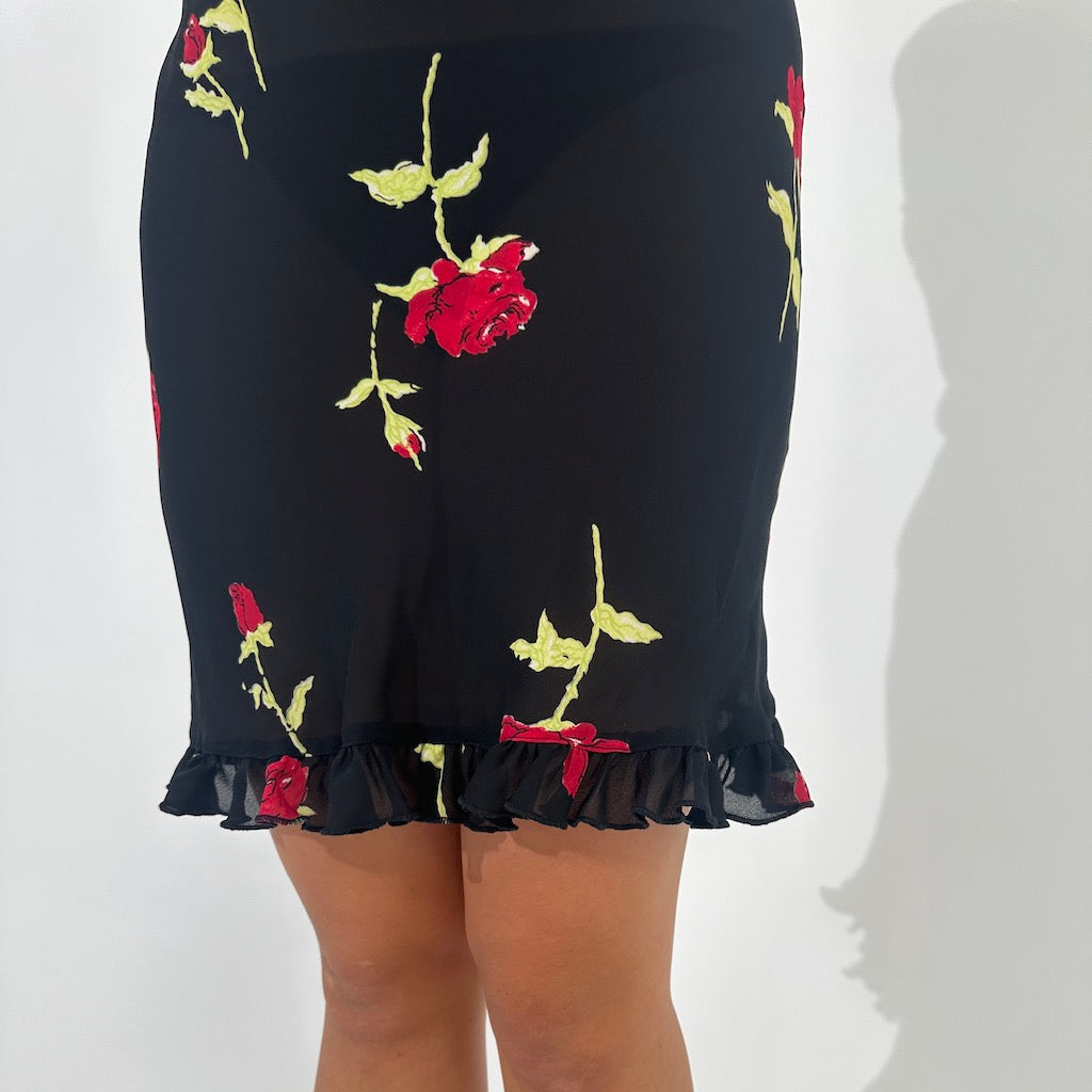 90s Roses Chiffon Dress