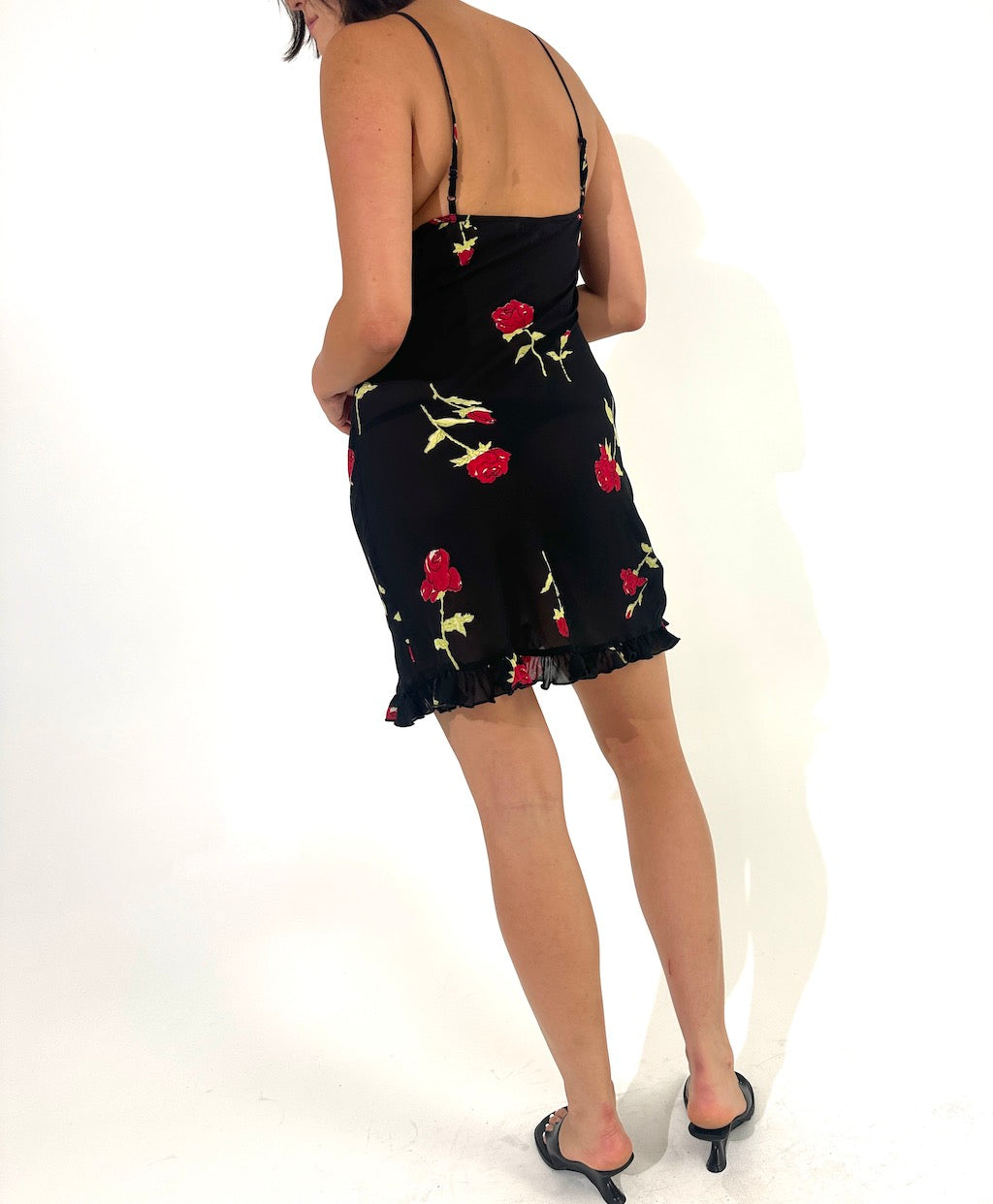 90s Roses Chiffon Dress