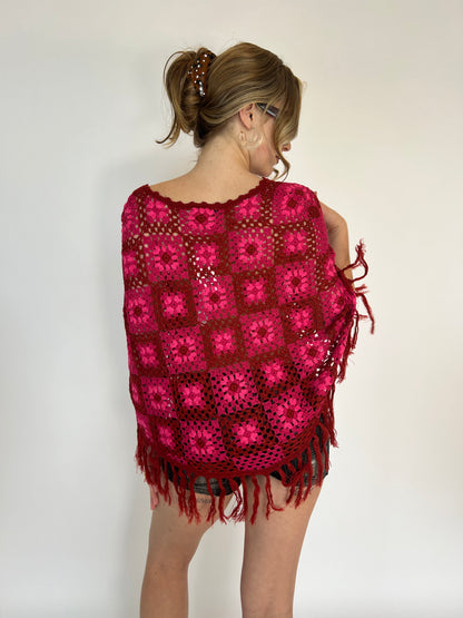 Pink Hand Crocheted Poncho
