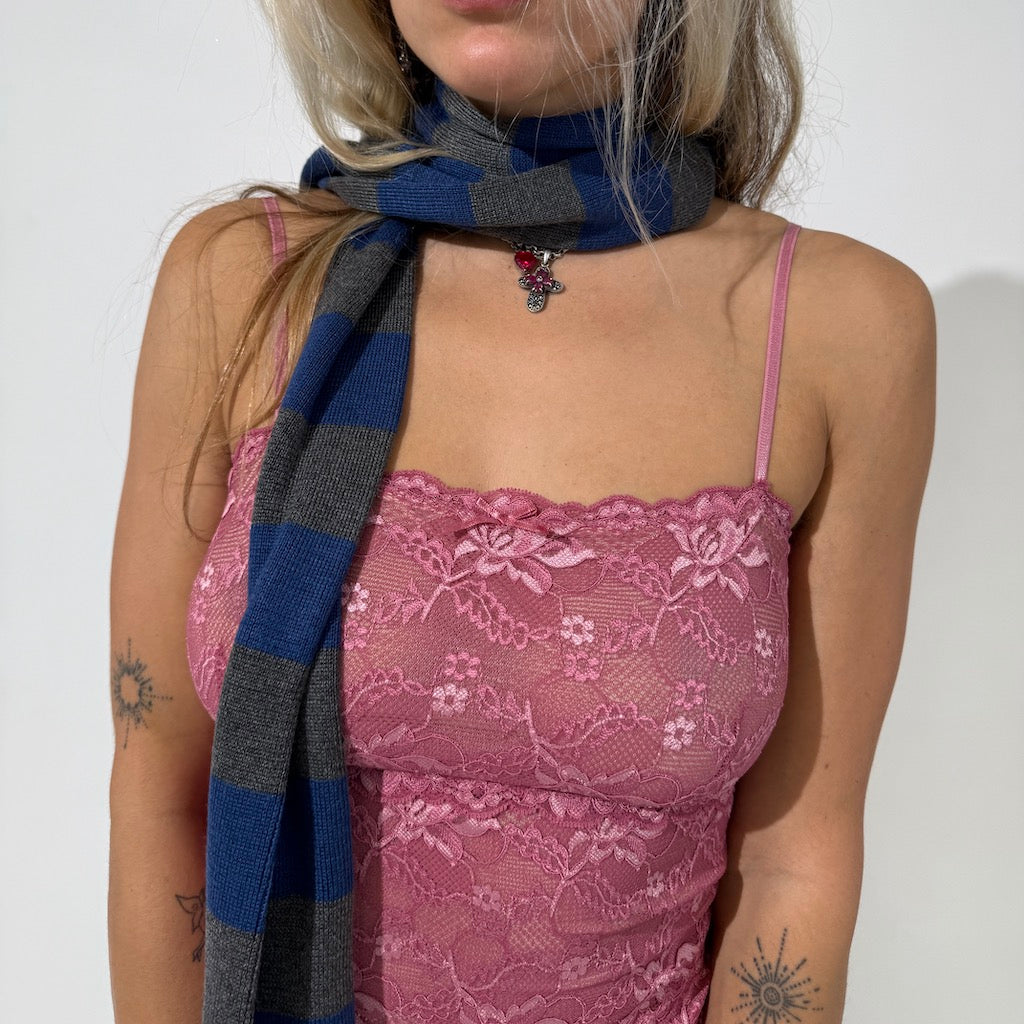 Teal Slim Stripe Scarf