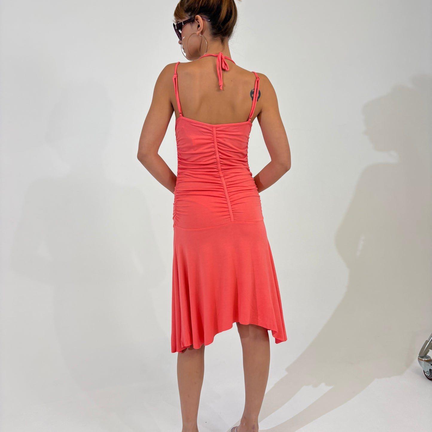 Strappy Coral Halter Dress
