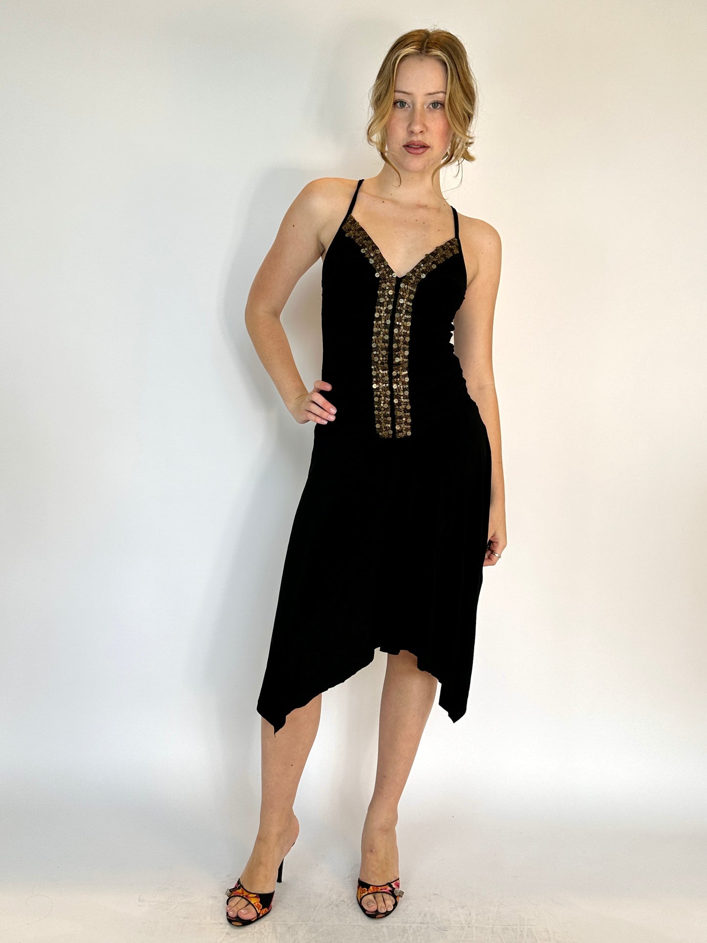 Black & Sequin Pixie Hem Dress