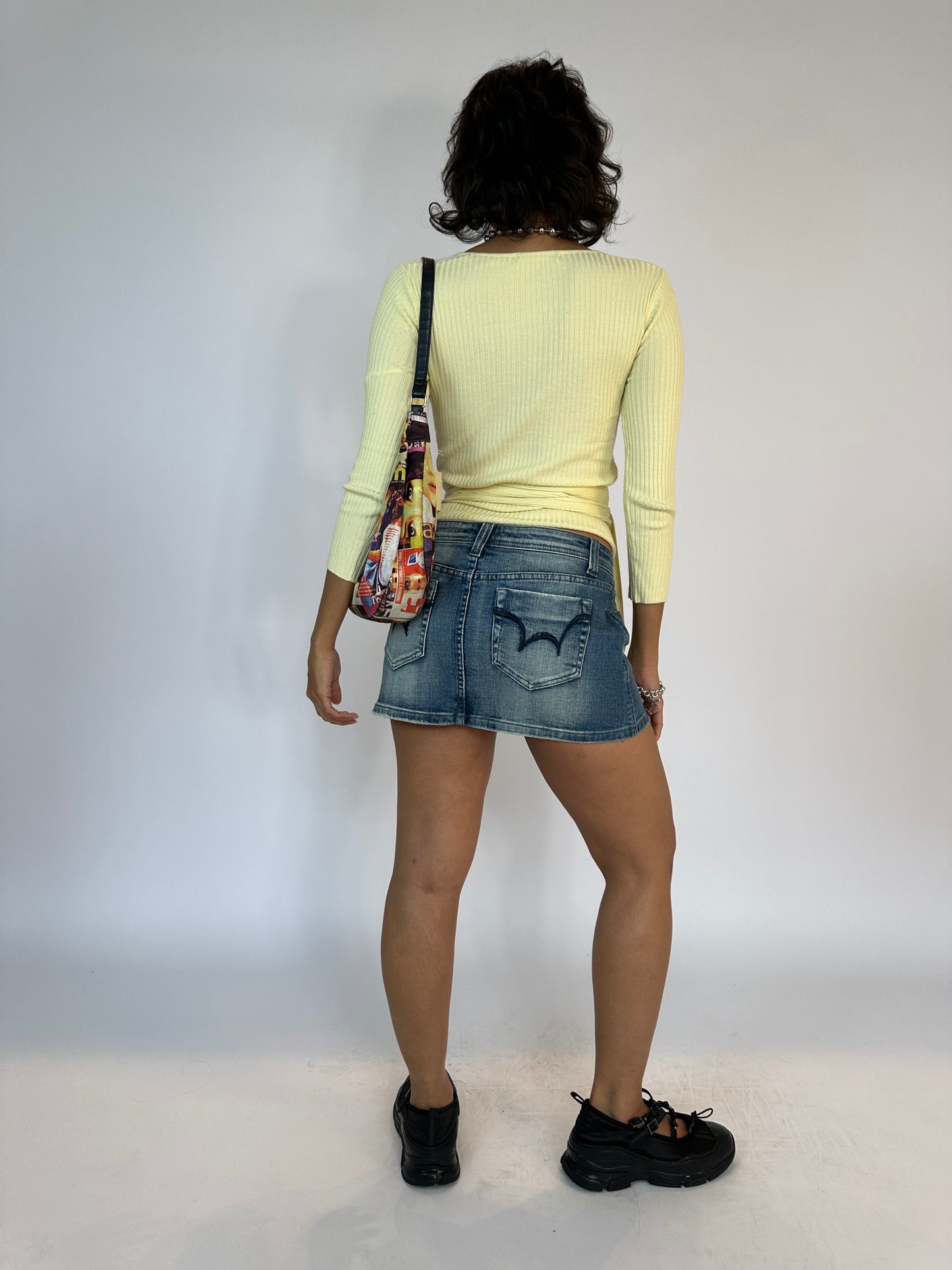 Butter Yellow Ribbed Wrap Knit Top