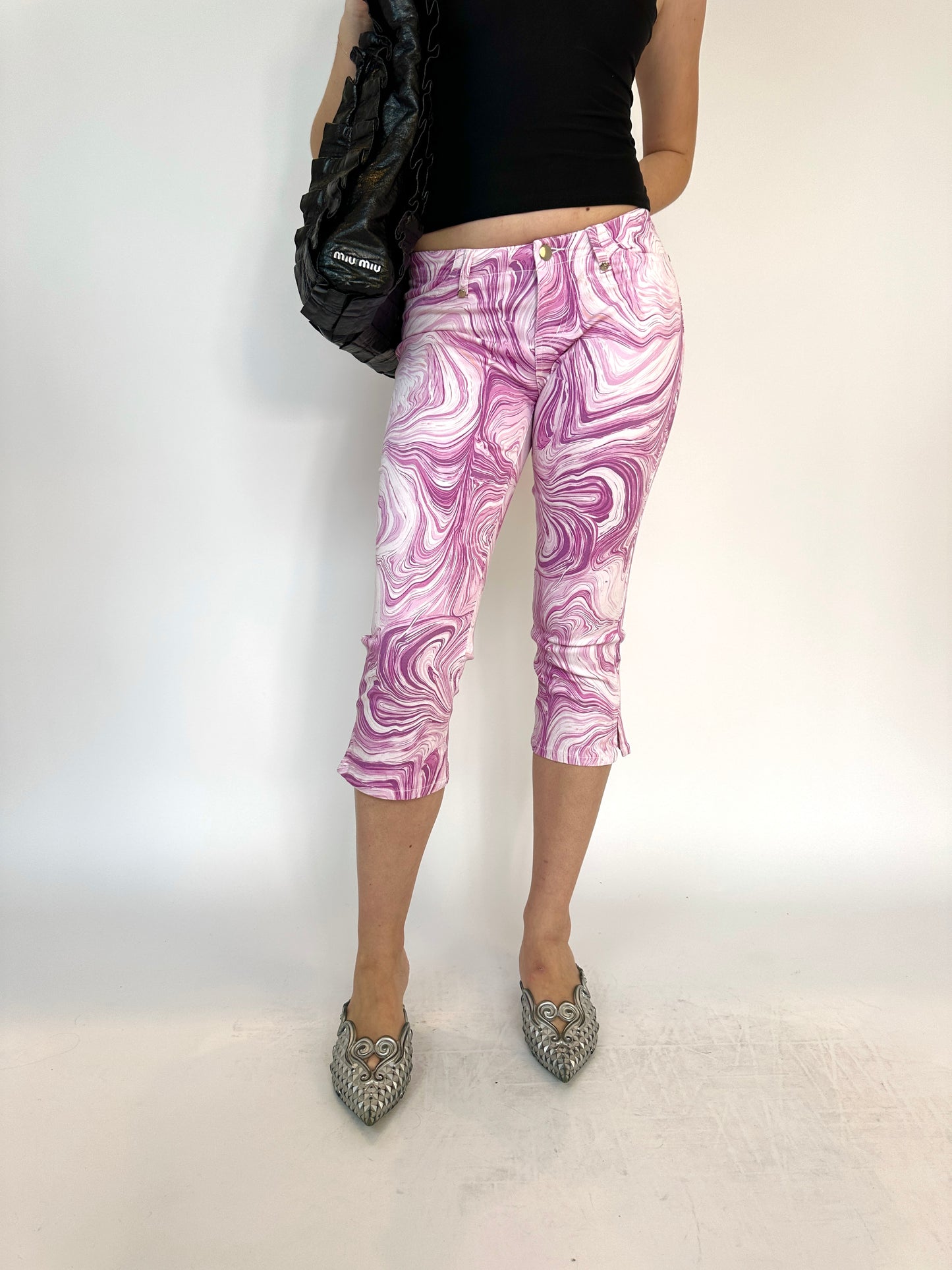 Pink Vintage Tie Dye Capri Pants