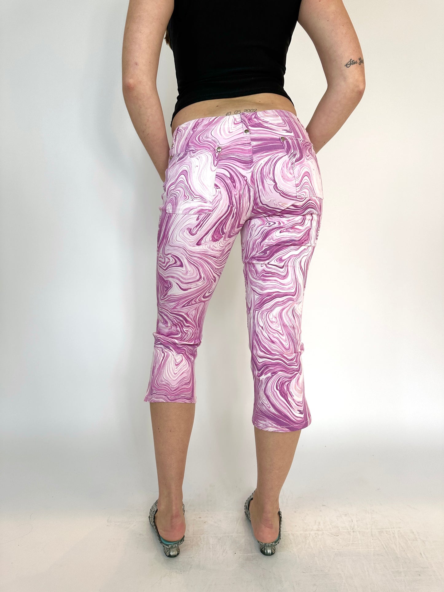 Pink Vintage Tie Dye Capri Pants