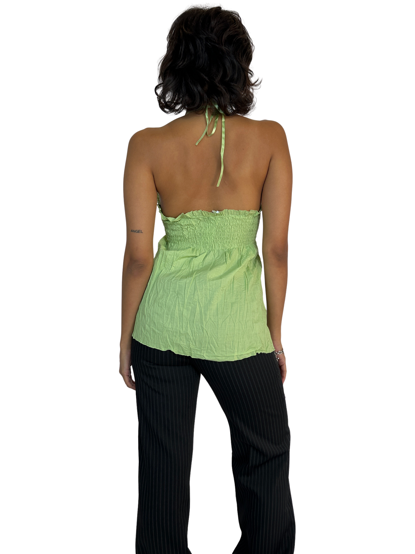 Pastel Green Crinkle Halter Top