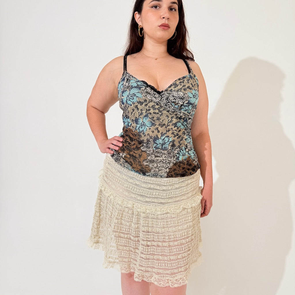 Block Print Cross Over Cami Top