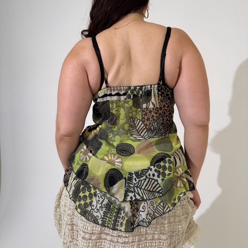 Green Geo Chiffon Cami