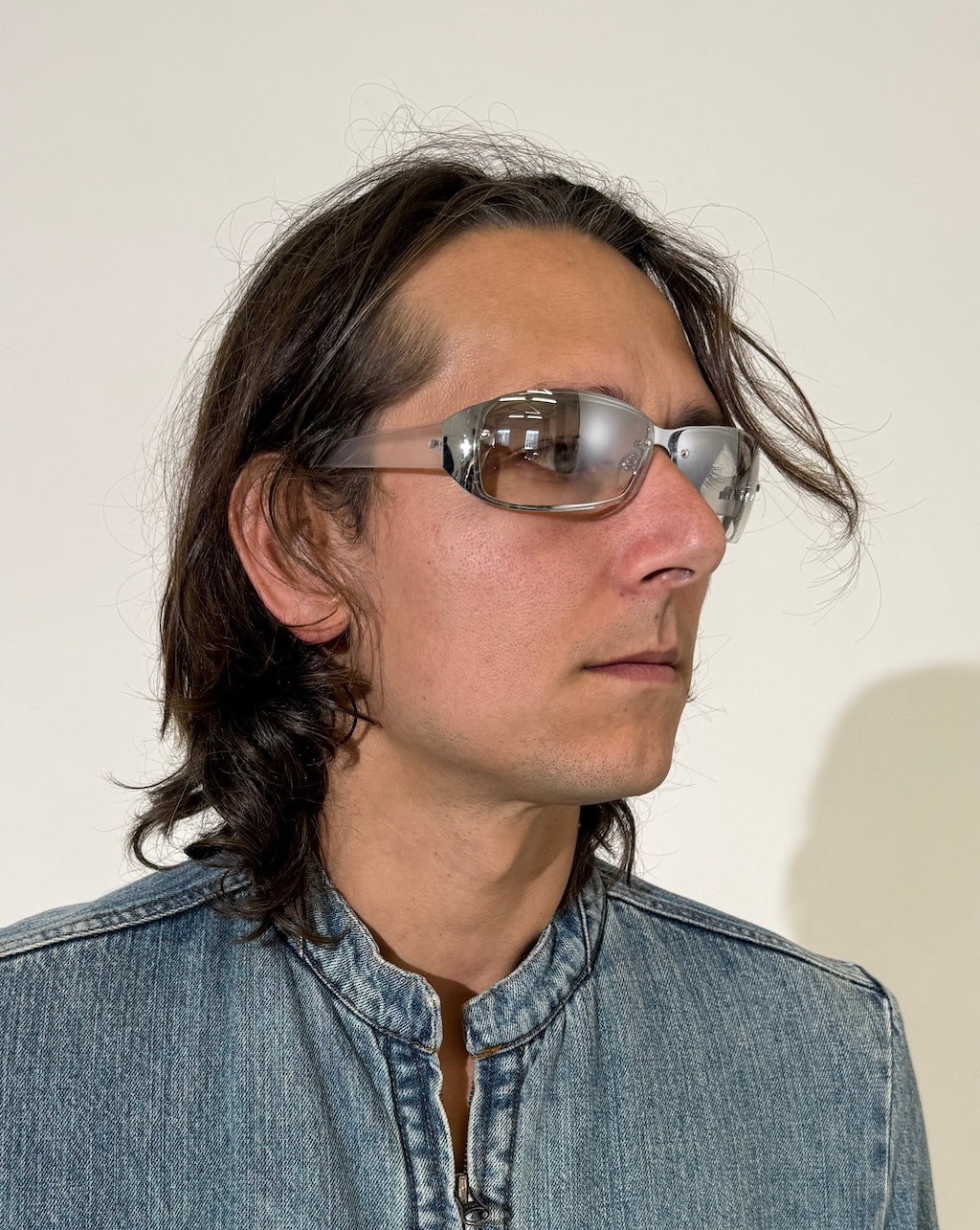 Y2K Chrome Frameless Jersey Sunglasses