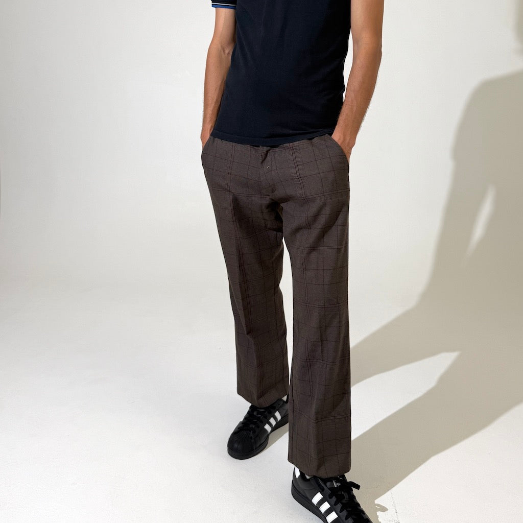 2000s Brown Plaid Pants