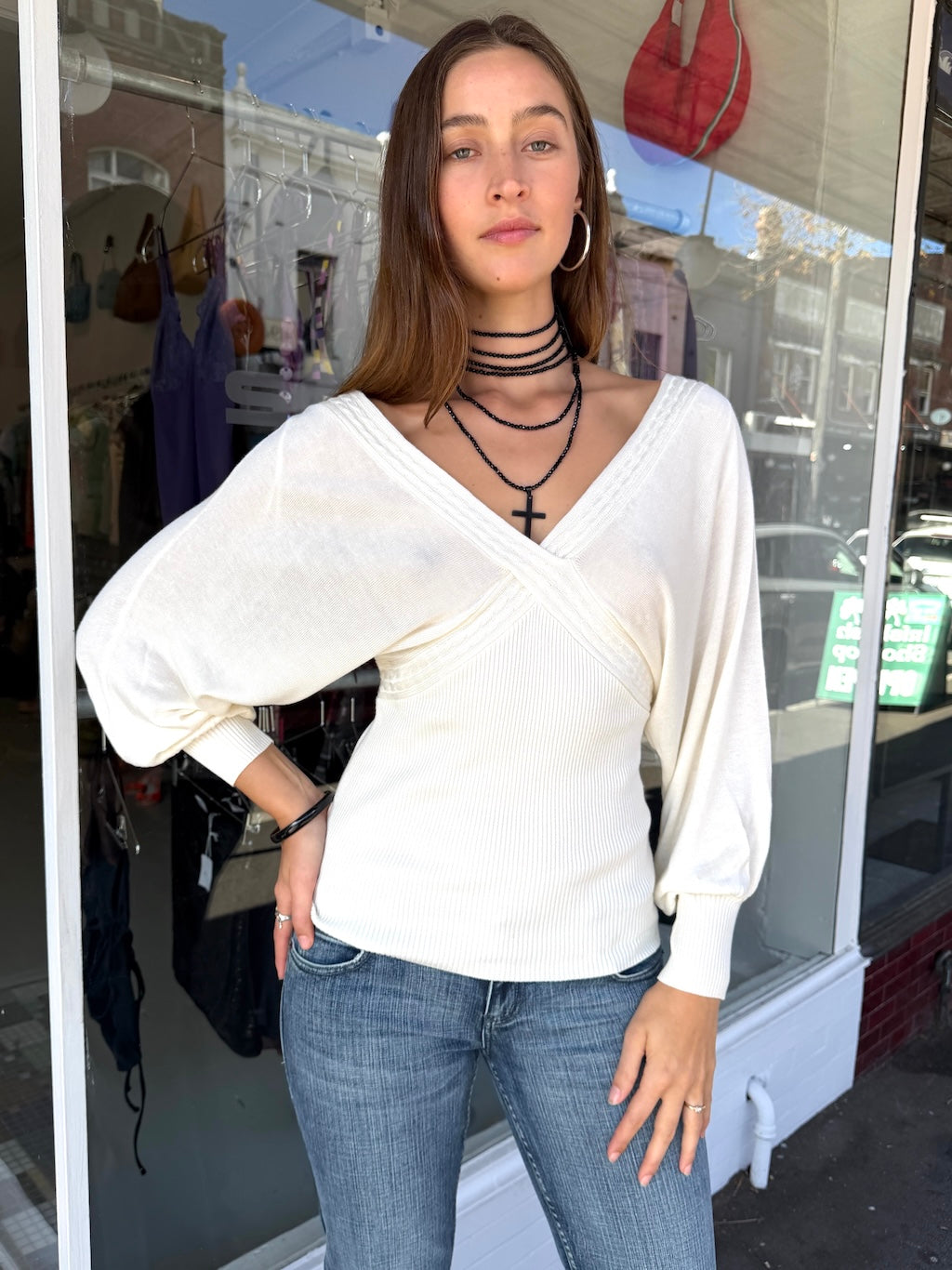 Ultra Chic Cream Batwing Knit