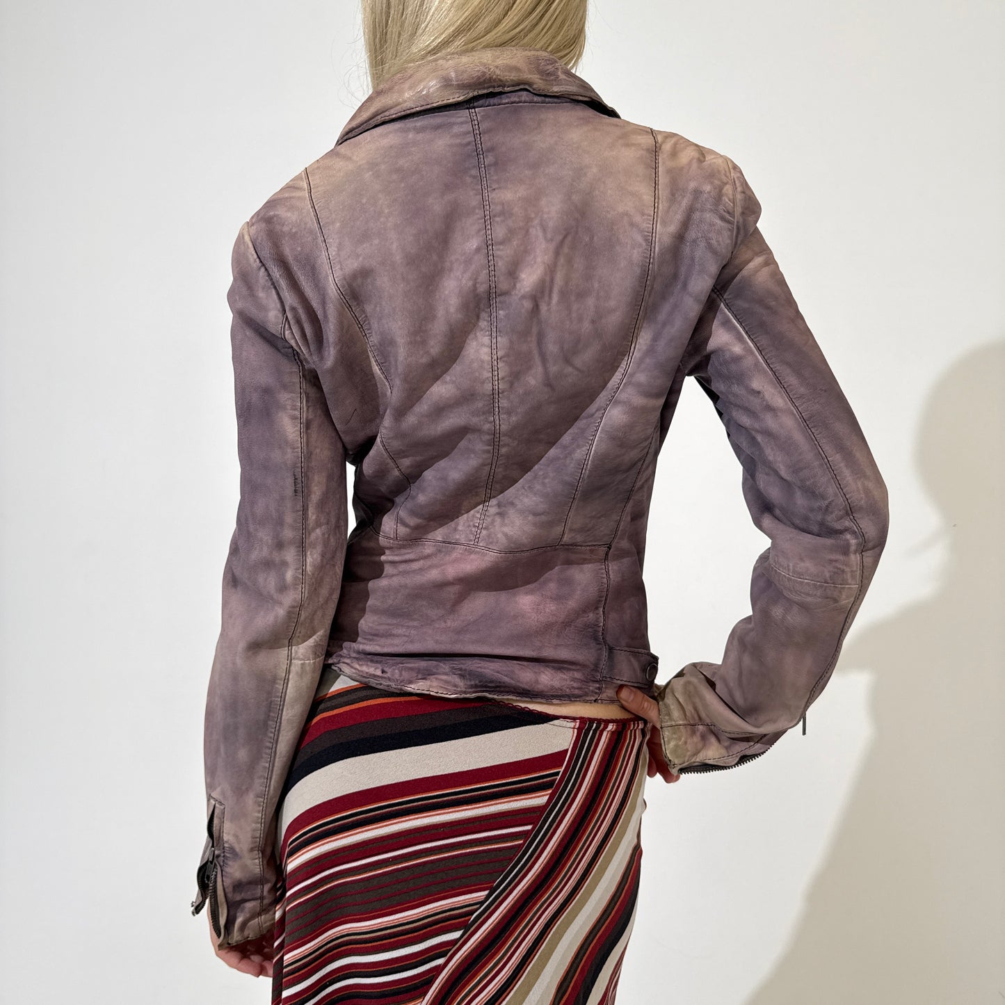 Purple Washed Leather Jacket