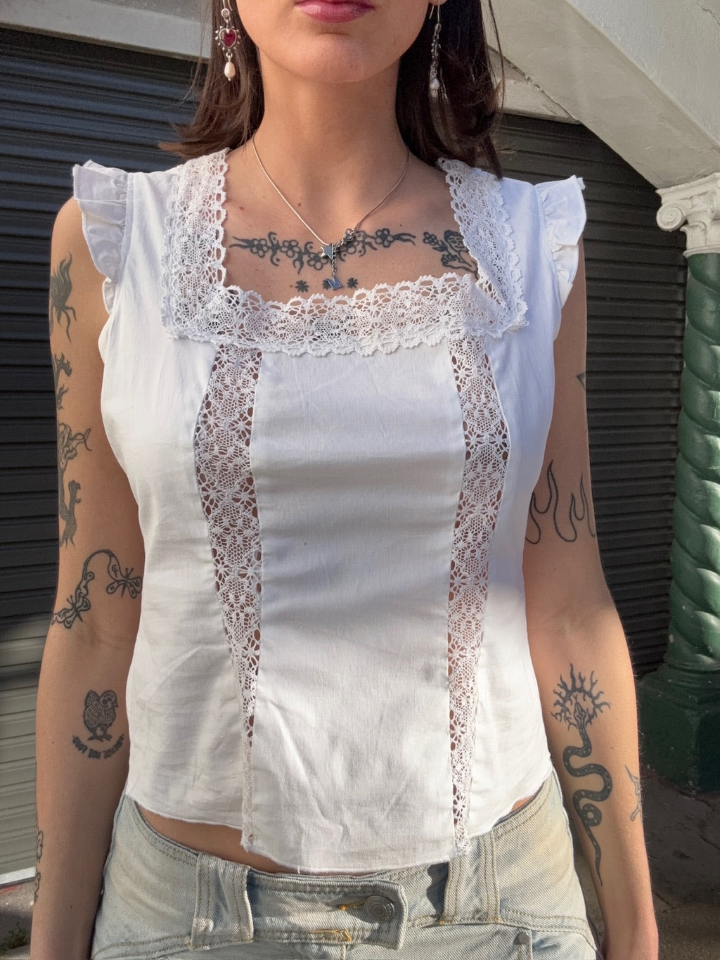 Crisp Cotton & Lace Blouse