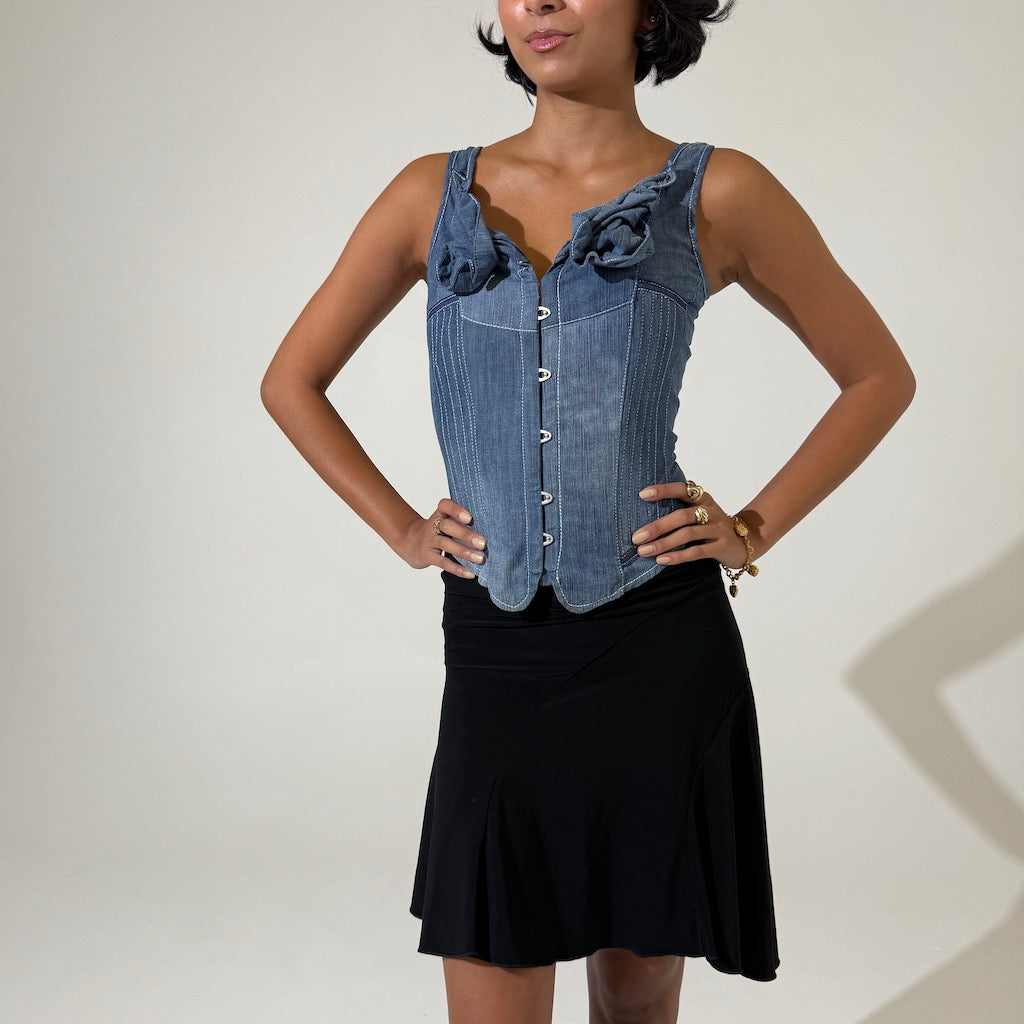 Marie Denim Y2K Corset