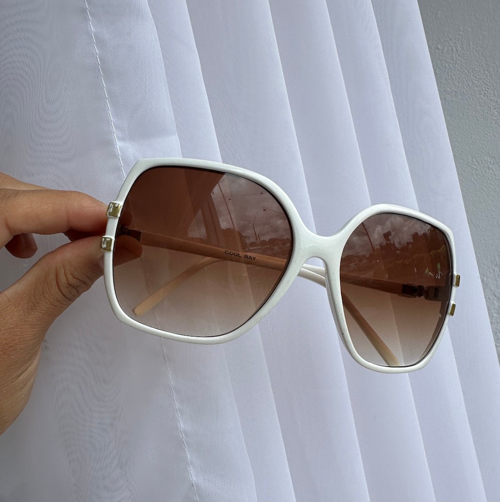 White Paris Large 2010s Vintage Sunglasses