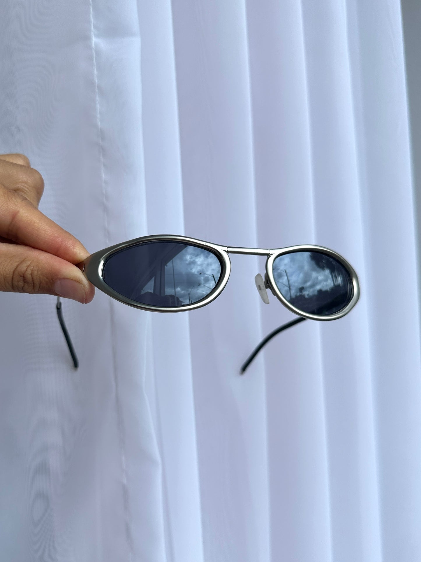 Small 90s Silver Chrome Frame Vintage Sunglasses