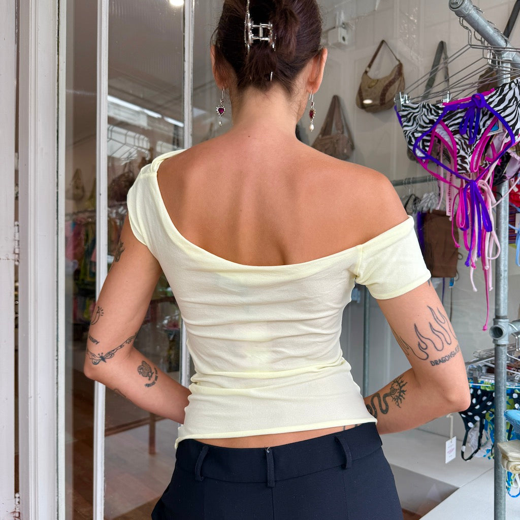 Cap Sleeve Drape Top - Butter yellow